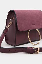 Burgundy Red Ring Detail Cross Body Bag | Yours Clothing 4