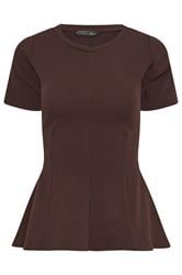 PixieGirl Petite Chocolate Brown Cinched Waist Top