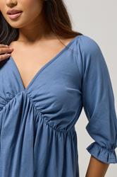 PixieGirl Petite Women's Blue Cotton Smock Top | PixieGirl 4