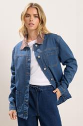 PixieGirl Petite Women's Denim Blue Cord Collar Jacket | PixieGirl 1