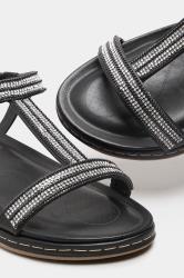 Plus Size Black Diamante Strap Sandals In Extra Wide Fit | Yours Clothing 5