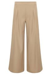PixieGirl Petite Women's Natural Brown Pleat Front Palazzo Trousers | PixieGirl 2