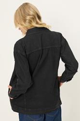 PixieGirl Petite Women's Black Washed Oversized Denim Jacket | PixieGirl 3