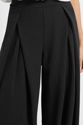 PixieGirl Petite Women's Black Wrap Pleated Wide Leg Trousers | PixieGirl  4