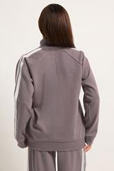 PixieGirl Petite Women's Set Purple Stripe Quarter Zip Sweatshirt & Wide Leg Joggers | PixieGirl 4