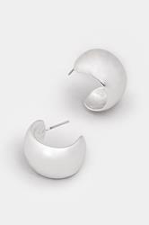 Silver Tone Polished Curve Stud Earrings | Yours Clothing 3