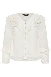M&Co Petite Ivory White Dobby Ruffle Blouse