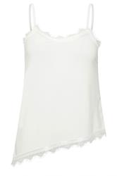 PixieGirl Petite White Lace Trim Asymmetric Vest Top