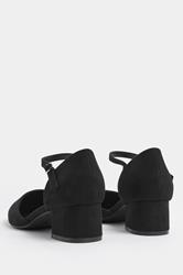Black Square Toe Block Heels In Wide E & Extra Wide EEE Fit | Yours Clothing 4
