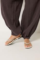 PixieGirl Petite Women's Chocolate Brown Cheesecloth Cotton Balloon Trousers | PixieGirl 4