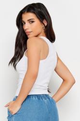 PixieGirl Petite Womens White Distressed Racer Neck Vest Top | PixieGirl 4