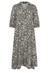 PixieGirl Petite Women's Grey Animal Print Collar Midaxi Dress | PixieGirl 5