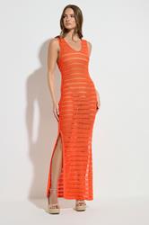 STAR Orange Knitted Ladder Stitch Maxi Dress | StarByJM 3