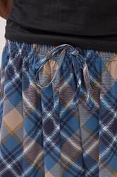 PixieGirl Petite Womens Navy Blue Check Wide Leg Trousers | PixieGirl 4