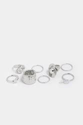8 PACK Silver Tone Star Ring Set | Yours Clothing 2