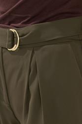 PixieGirl Petite Women's Olive Green Belted Wide Leg Trousers | PixieGirl 4