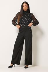 M&Co Petite Black Military Button Trousers | M&Co 1