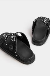 Black Studded Buckle Strap Sandals In Extra Wide EEE Fit | Yours Clothing 4