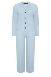 PixieGirl Petite Set Light Blue Ribbed Top & Trousers