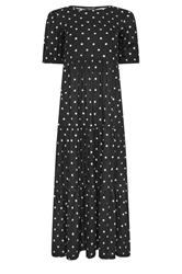 PixieGirl Petite Black Polka Dot Tiered Maxi Dress