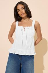 PixieGirl Petite Women's White Ruched Bust Tie Front Top | PixieGirl 2