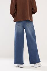 PixieGirl Petite Women's Dark Blue Palazzo Wide Leg Jeans | PixieGirl  3