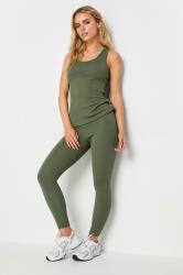 PixieGirl Petite Women's Active Khaki Green Ribbed Leggings | PixieGirl 1