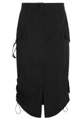 PixieGirl Black Cargo Ruched Midi Skirt | PixieGirl 7