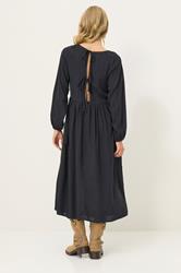PixieGirl Petite Women's Black Woven Tie Back Smock Dress | PixieGirl 3