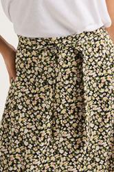 PixieGirl Petite Women's Black Floral Belt Tie Midi Skirt | PixieGirl 4
