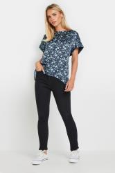 M&Co Petite Navy Blue Ditsy Floral Print Top | M&Co 1