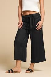 PixieGirl Petite Women's Black Cropped Belted Wide Leg Trousers | PixieGirl 2