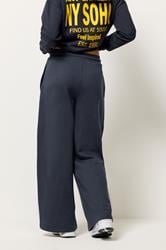 PixieGirl Petite Women's Blue 'NY Soho' Slogan Wide Leg Joggers | PixieGirl  3