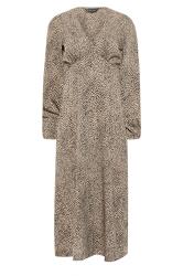 Petite Brown Animal Print Midi Tea Dress | PixieGirl 6