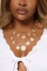 Gold Tone Pendant Charm Layered Chain Necklace | Yours Clothing 1