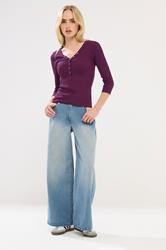 PixieGirl Petite Women's 2 PACK Navy Blue & Burgundy Red Button Henley Tops | PixieGirl 4