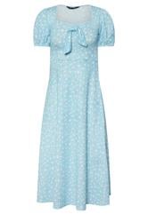 PixieGirl Petite Women's Blue Daisy Floral Tie Front Midi Dress | PixieGirl 6