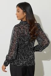 PixieGirl Petite Women's Black Bow Peplum Chiffon Blouse | PixieGirl 3