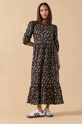 PixieGirl Petite Women's Black Ditsy Tiered Hemline Dress | PixieGirl 2