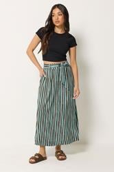 PixieGirl Petite Women's Brown Stripe Belted Maxi Skirt | PixieGirl 1