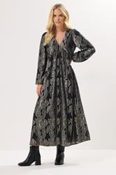 PixieGirl Petite Women's Black Jacquard Floral Smock Dress | PixieGirl 1