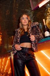 PixieGirl Petite Women's Brown Leopard Print Faux Fur Coat | PixieGirl 1