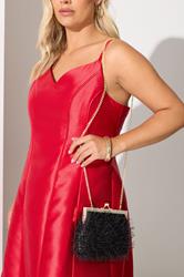 Black Eyelash Clutch Bag | Yours Clothing 3