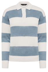 PixieGirl Petite Blue Stripe Knitted Rugby Jumper
