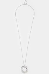 Silver Tone Long Diamante Circle Necklace | Yours Clothing 2