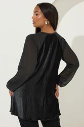 YOURS Plus Size Black Crinkle Velour Top | Yours Clothing 3
