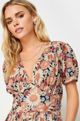 PixieGirl Petite Women's Orange Floral Print Midaxi Tea Dress | PixieGirl 5