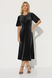 PixieGirl Petite Women's Black Velour Empire Midi Dress | PixieGirl 2