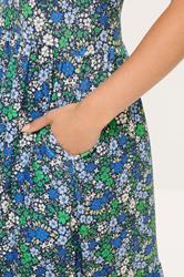M&Co Petite Blue Floral Ditsy Print Sleeveless Dress | M&Co 4
