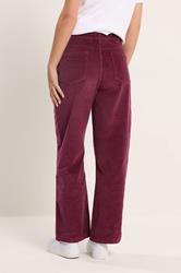 M&Co Petite Berry Red Cord Wide Leg Trousers | M&Co 2